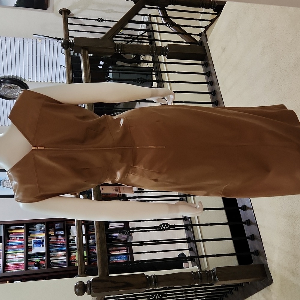 HOST PICK😍 Calvin klein faux leather dress NWT (Necklace NOT included). - Picture 5 of 10